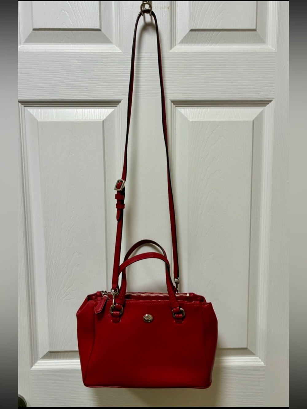 Coach Deep Red Cross Grain Leather Satchel with Strap EUC!! - Picture 5 of 14